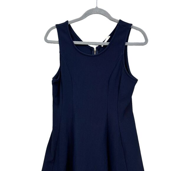Elodie Nordstrom Womens Tank Dress Fit & Flare Stretch Ribbed Back Zip Navy Sz L - Picture 2 of 6